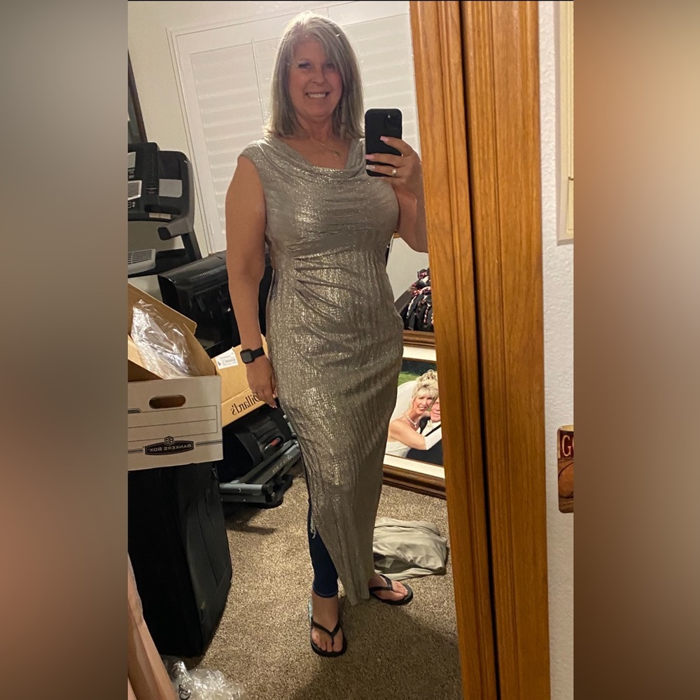 Cocktail dress NWT.  Tea length  never worn stone shimmery